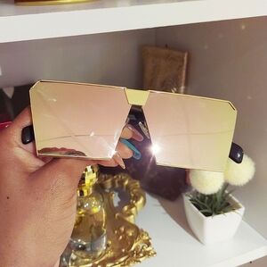Square gold sunglasses with iridescent rose gold lenses (ADD ON ITEM)